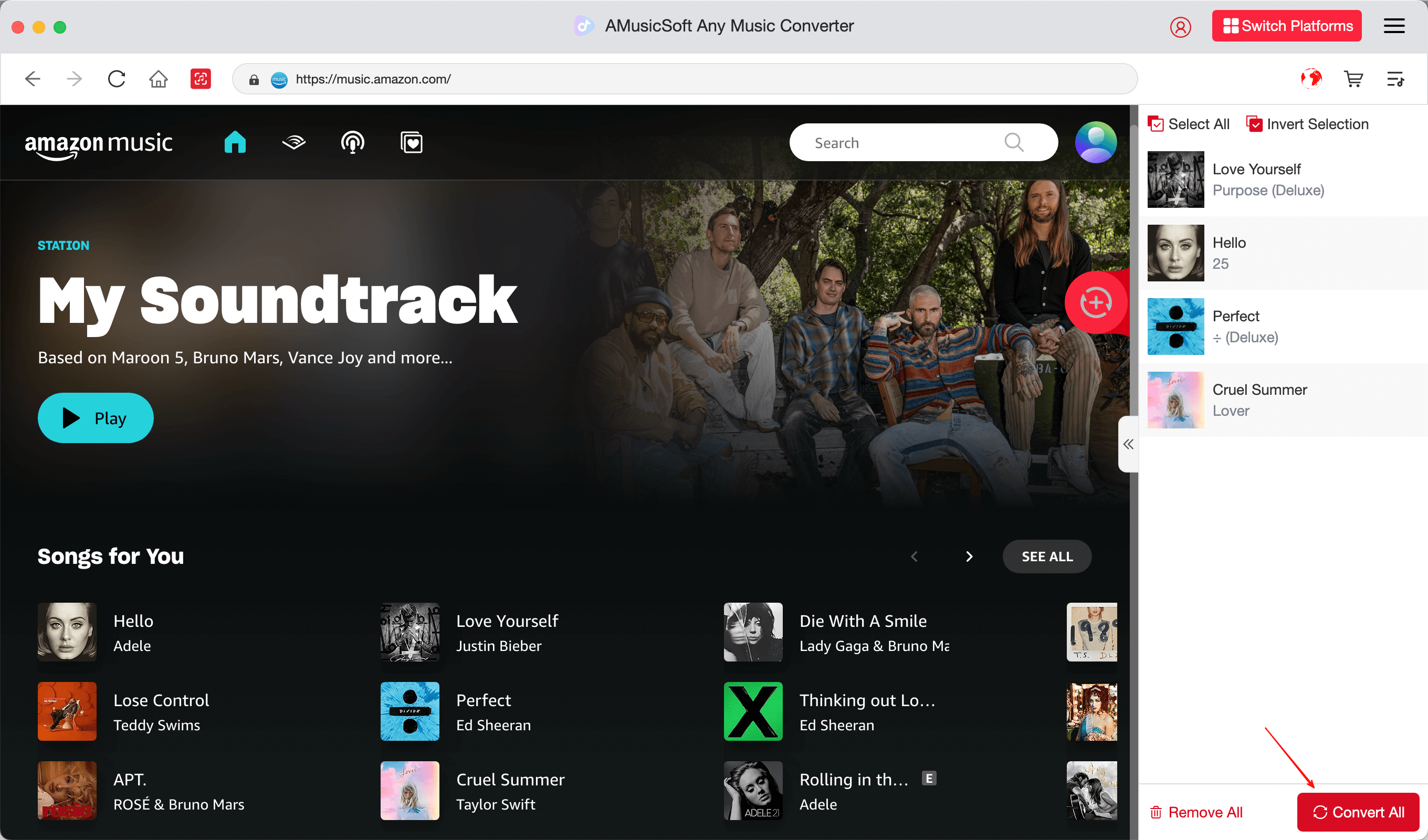 Start converting and downloading Amazon Music