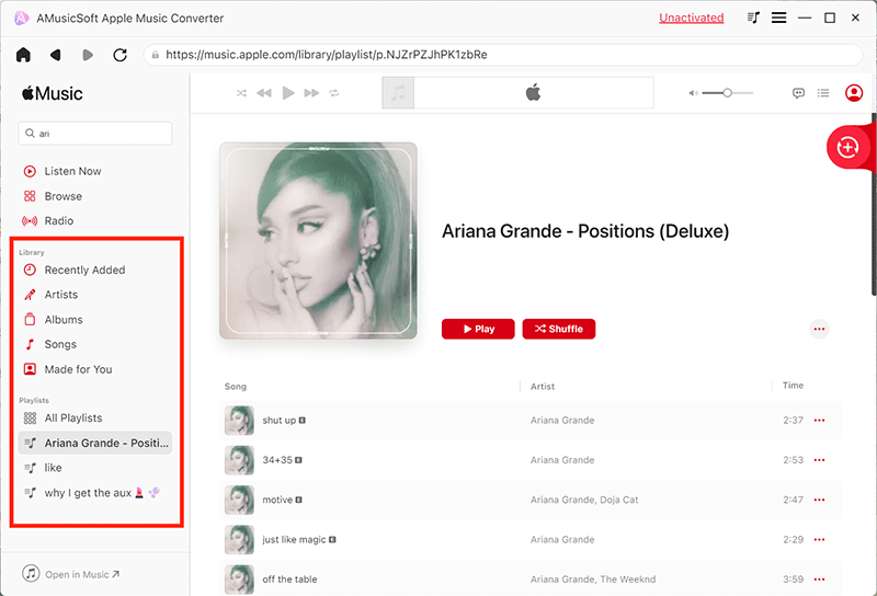 Добавьте Apple Music в Amusicsoft