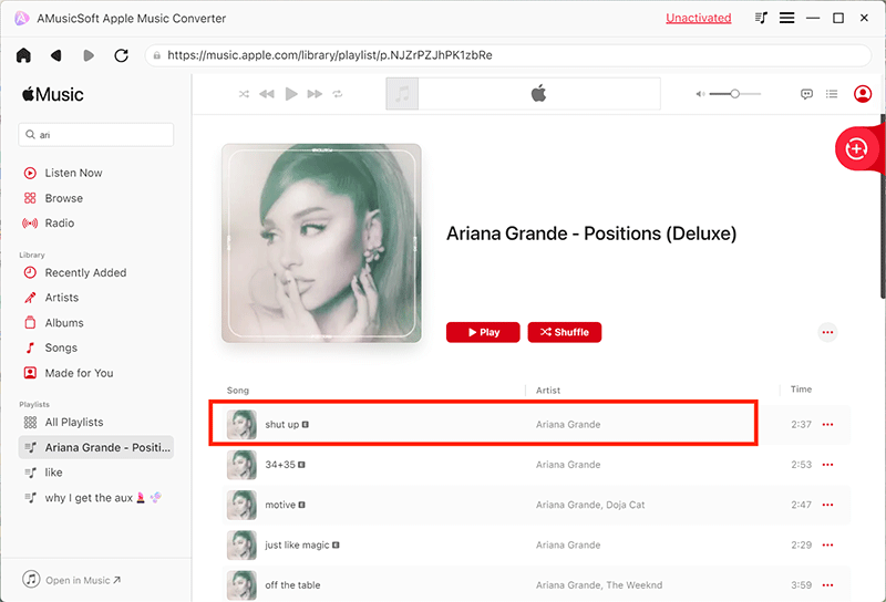Adicionar música da Apple a AMusicSoft