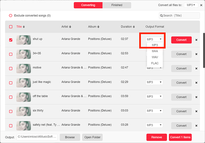 Select The Output Format And Folder