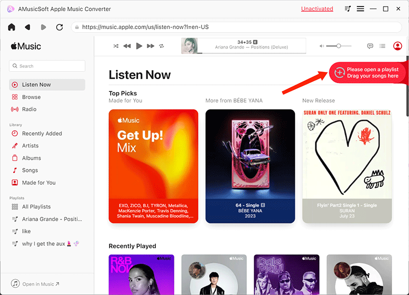 Voeg Apple Music toe aan AMusicSoft