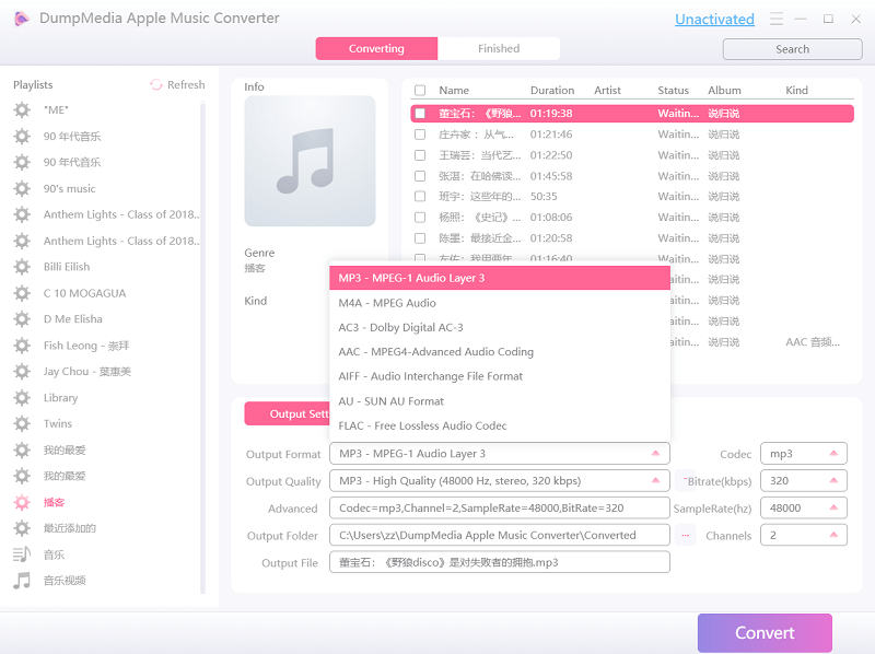 Select the Output Format