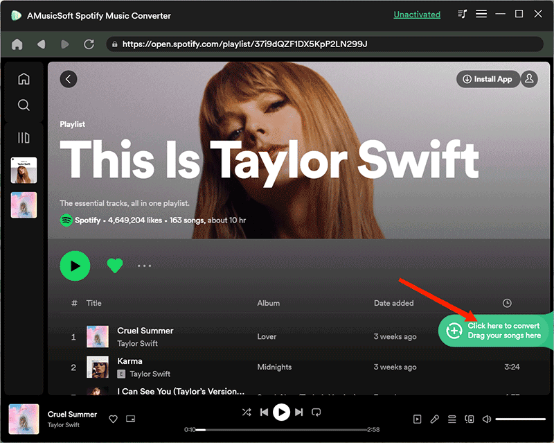 Adicionar música do Spotify ao AMusicSoft