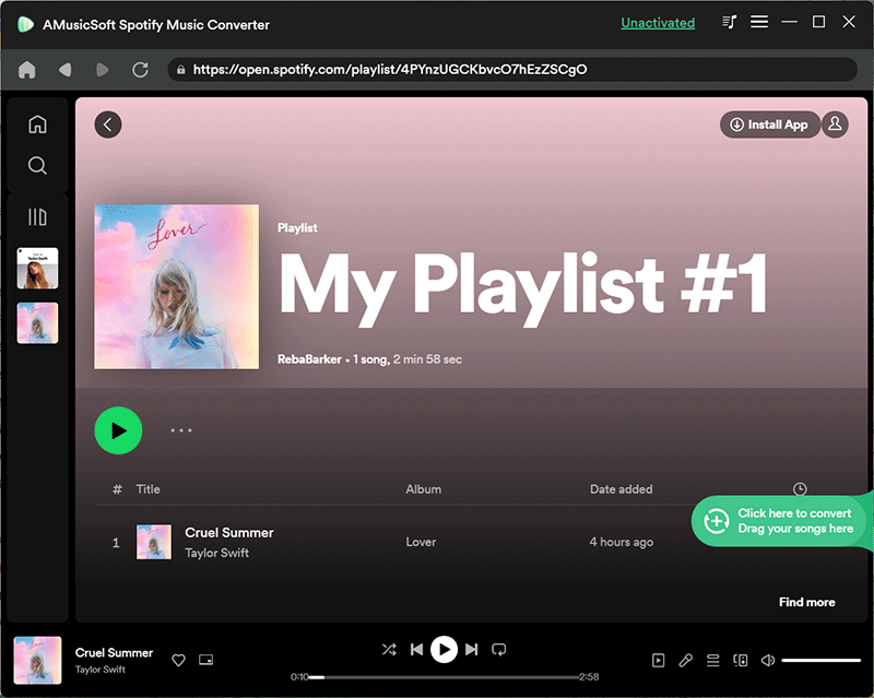 Импортировать музыку Spotify в Amusicsoft