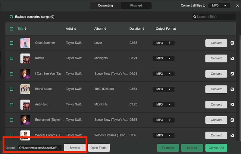 Seleziona la cartella in cui inserire i file di output