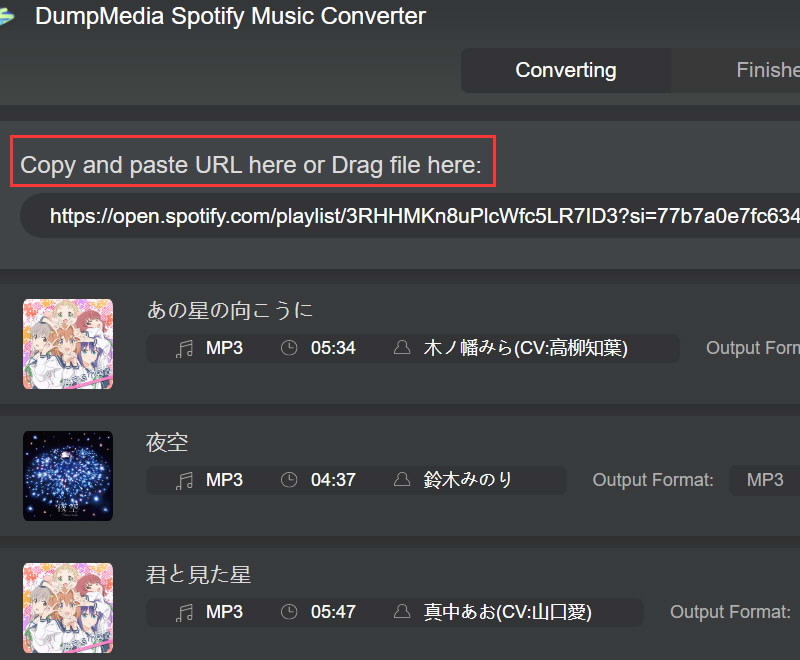 Drag-Drop or Import The Spotify Songs