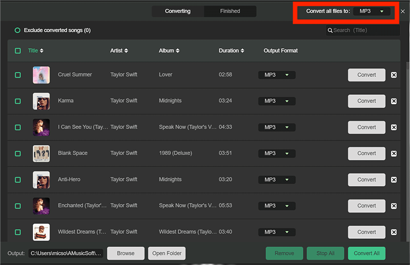 Select the Output Format