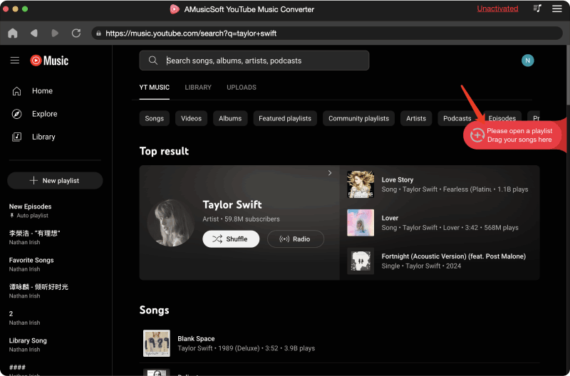Añadir música de YouTube a AMusicSoft
