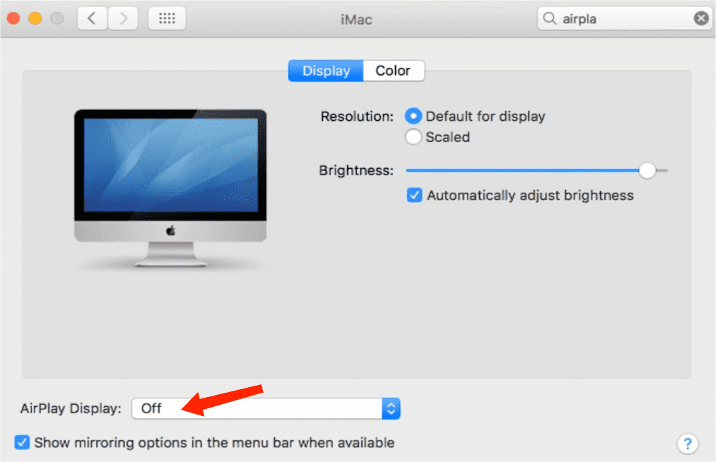 Disable Airplay Displays