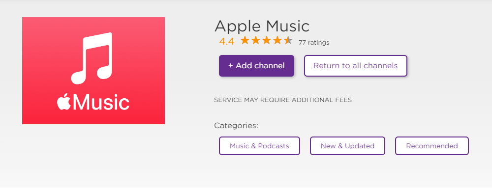 Apple Music チャンネルを Roku に追加