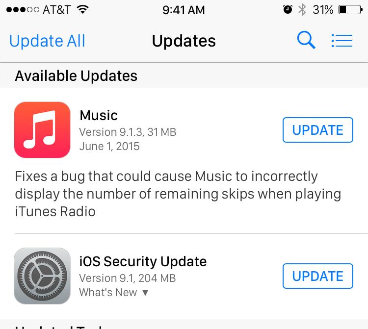 Обновите приложения в iOS