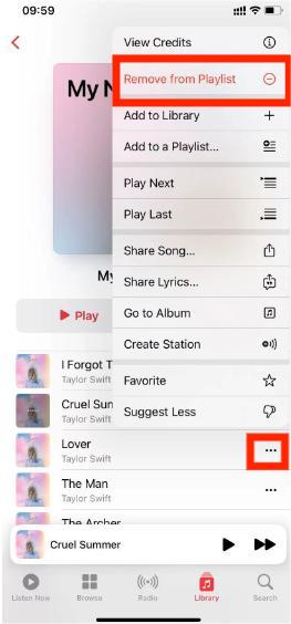 Apple iPhone から曲を削除する