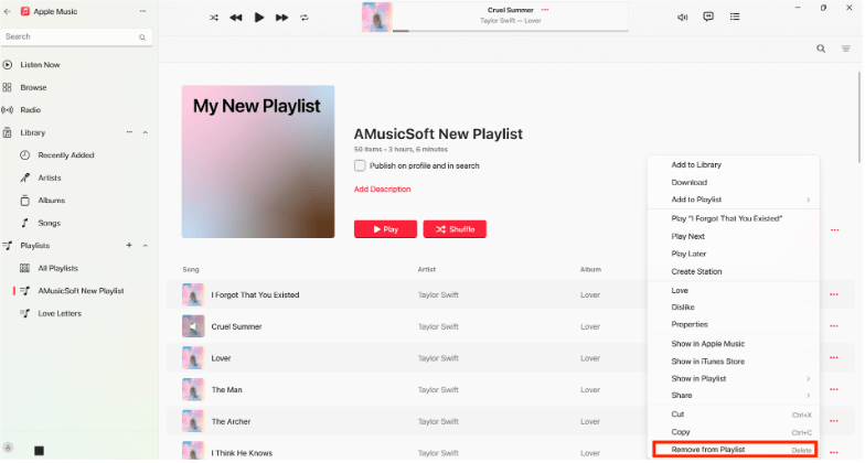 Удалить песню из Apple Music