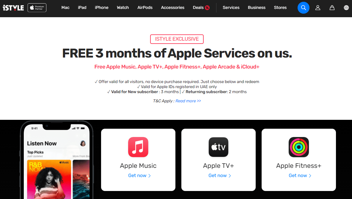 iSTYLE Obtenez gratuitement Apple Music