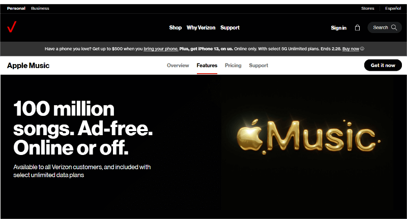 Verizon 免费提供 Apple Music