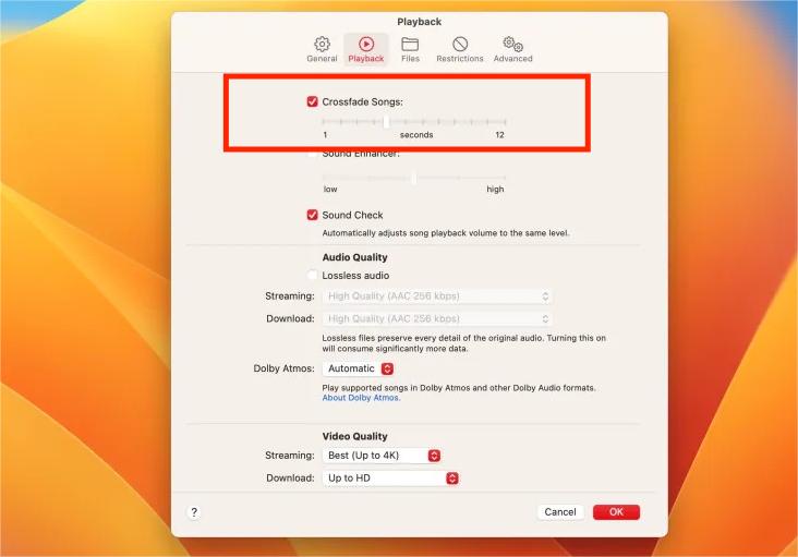 Músicas de crossfade no Mac