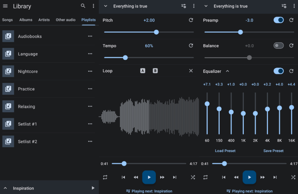 Apple Music-Wiedergabegeschwindigkeit für Android