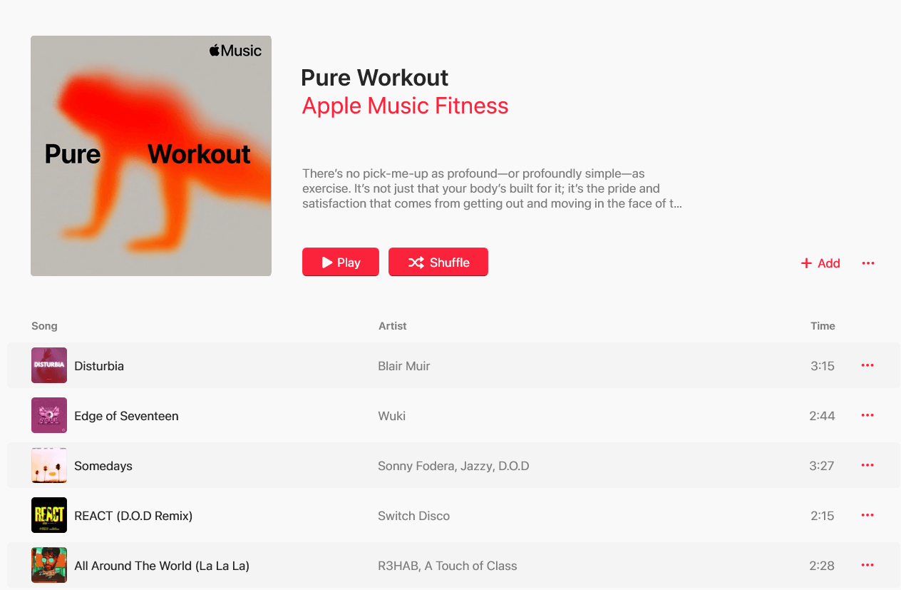Apple Playlist Pure Workout