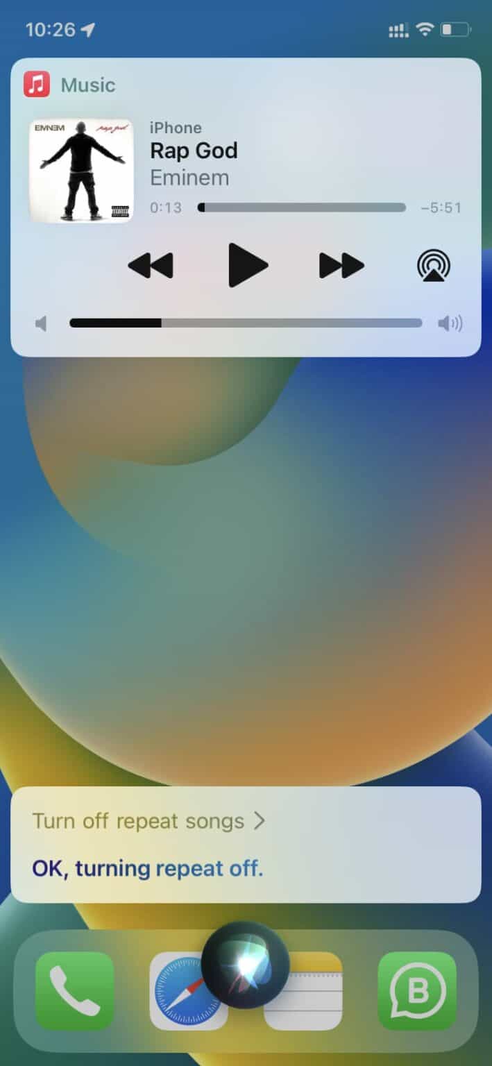 Ask Siri To Turn Off Repeat