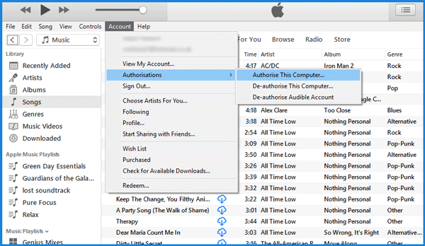 Authorize iTunes to Fix iTunes Home Sharing Not Working