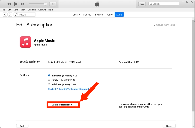 Annuler l'essai gratuit d'iTunes Apple Music