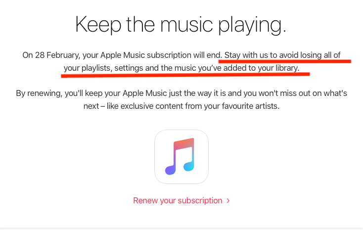 Mantenha as músicas do Apple Music após o teste