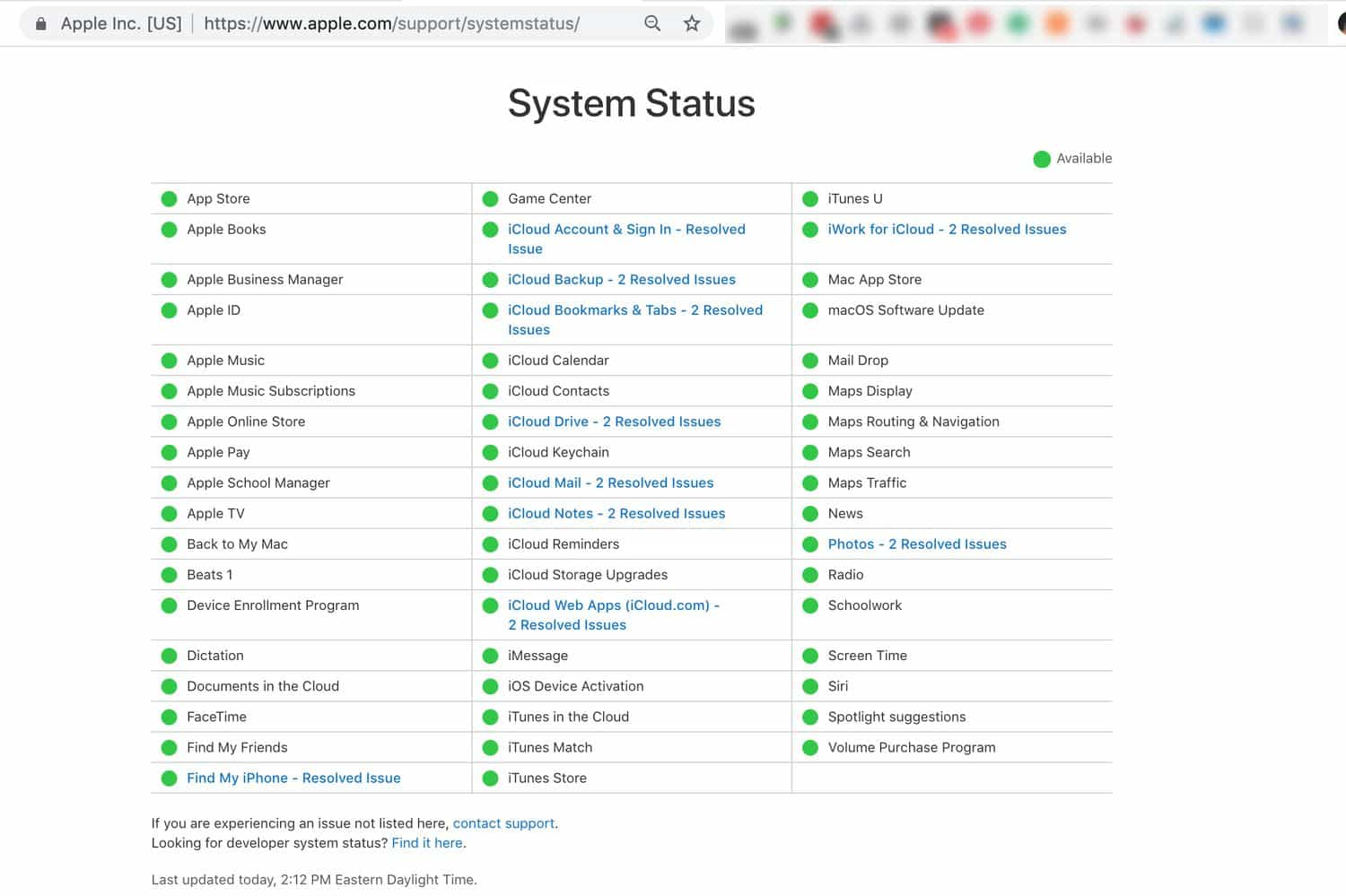 Comprobar el estado del servidor de música de Apple