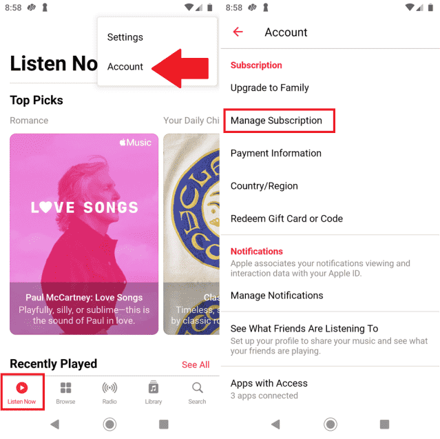 Verifique su suscripción a Apple Music