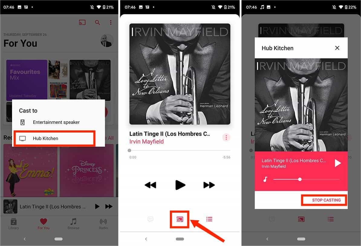 اشتراك Chromecast Apple Music على نظام Android