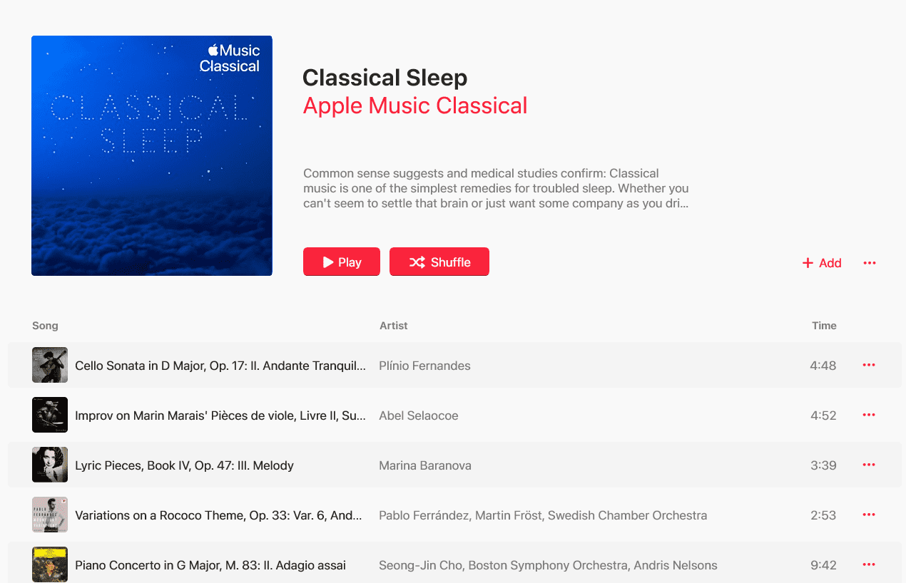 Apple Music Classical Sleep