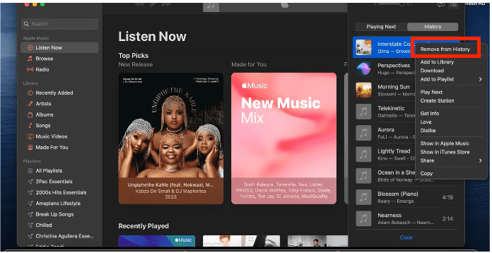 Clear Apple Music Recently Played Mac