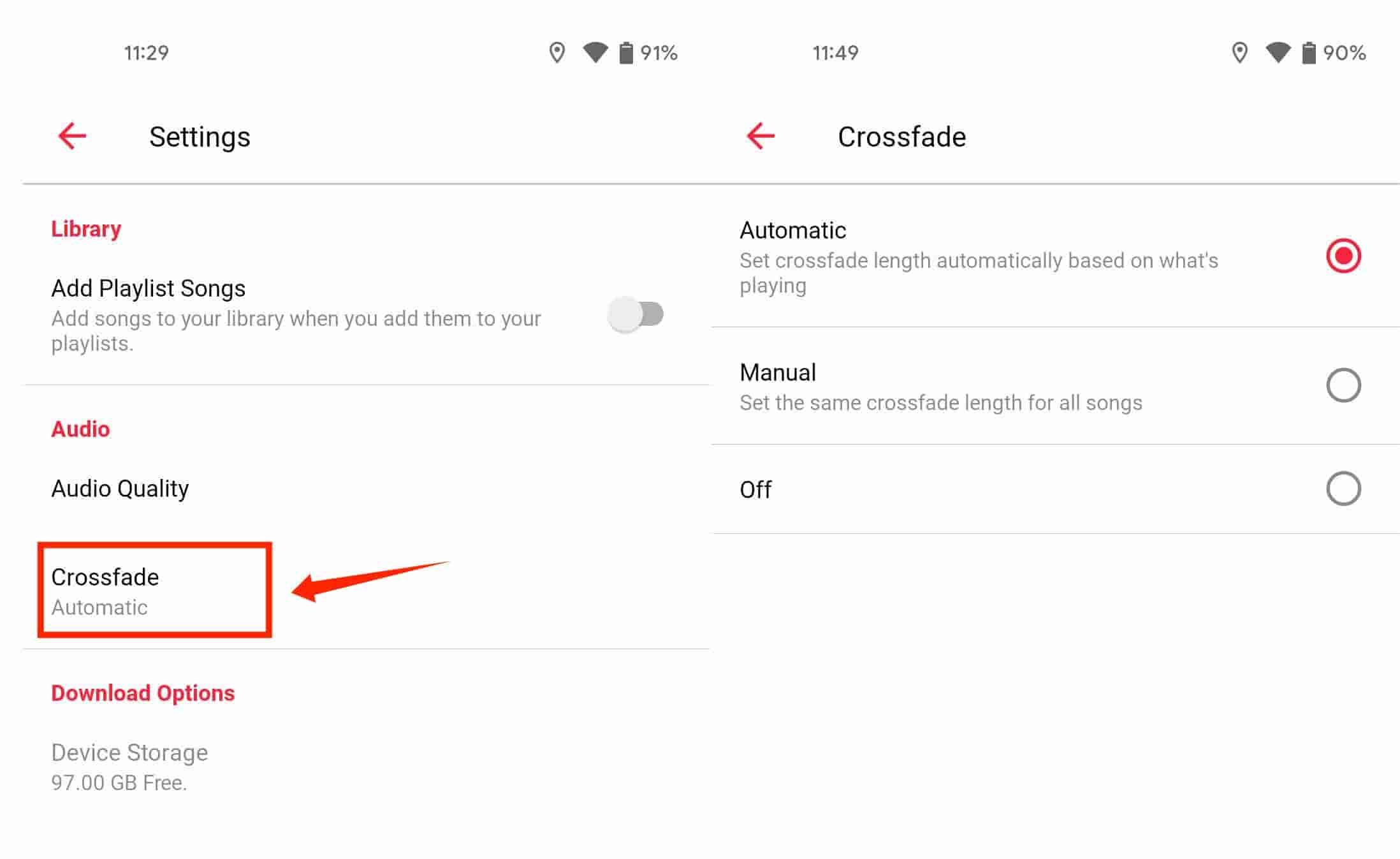 Crossfading automático en Apple Music