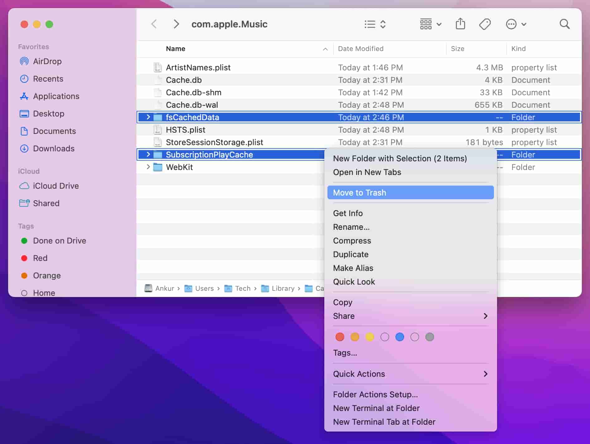 Clear Apple Music Cache