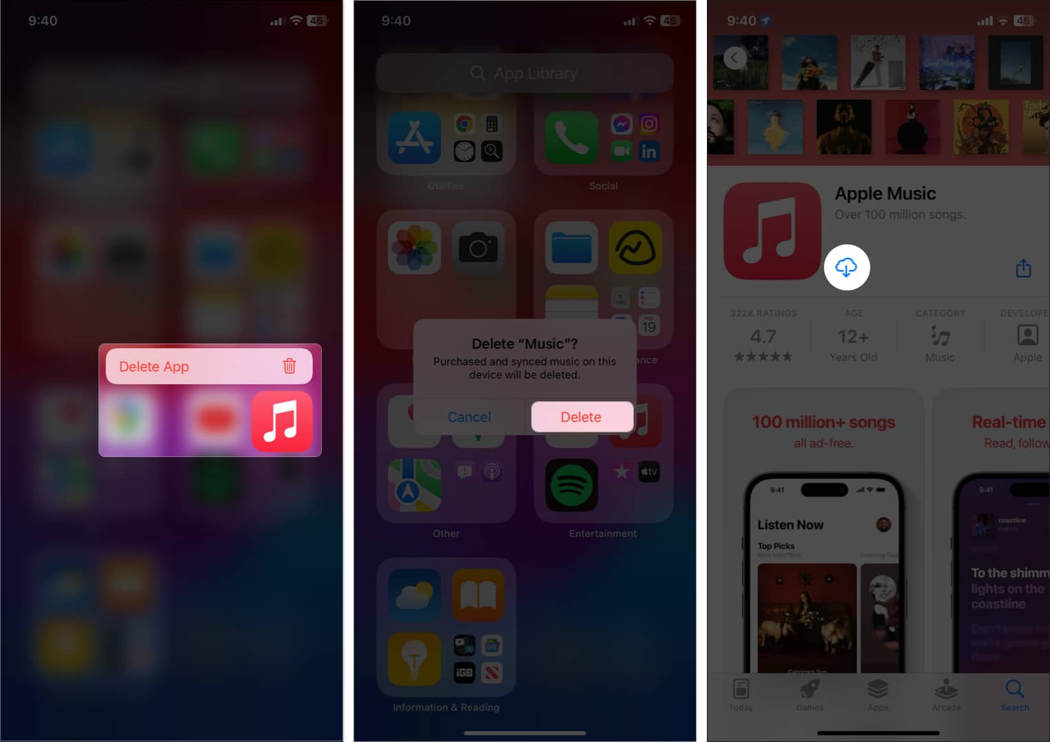 Réinstallez l'application Apple Music