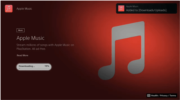 Откройте Apple Music на PS5