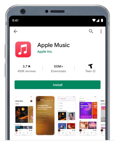 在 Android 设备上安装 Apple Music 应用