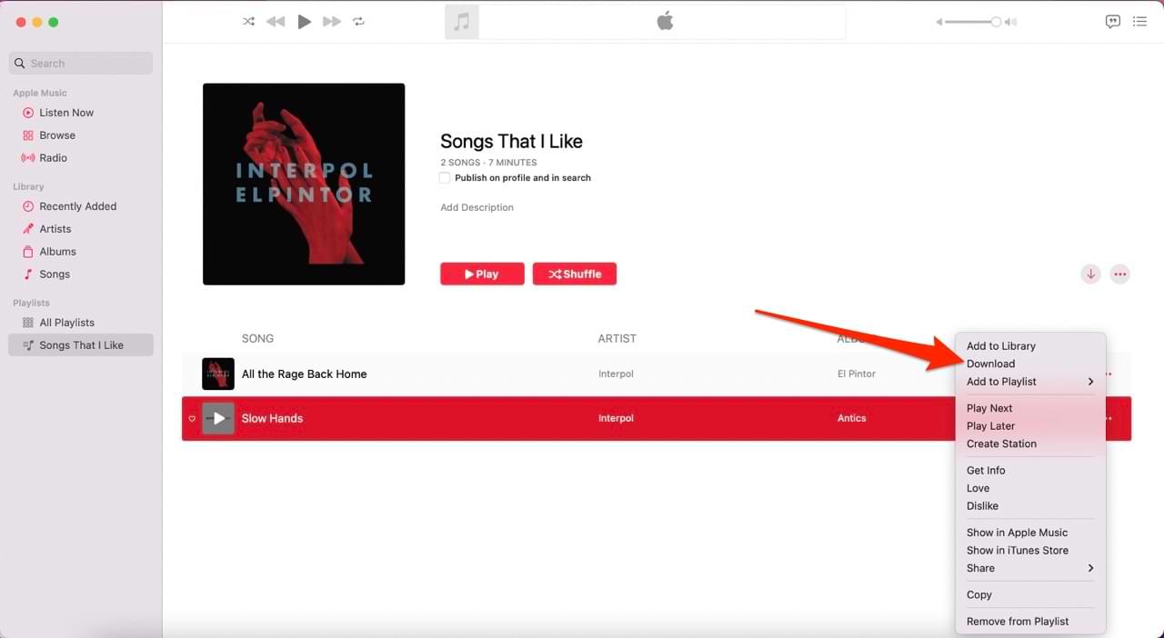 Mac에서 Apple 음악 다운로드