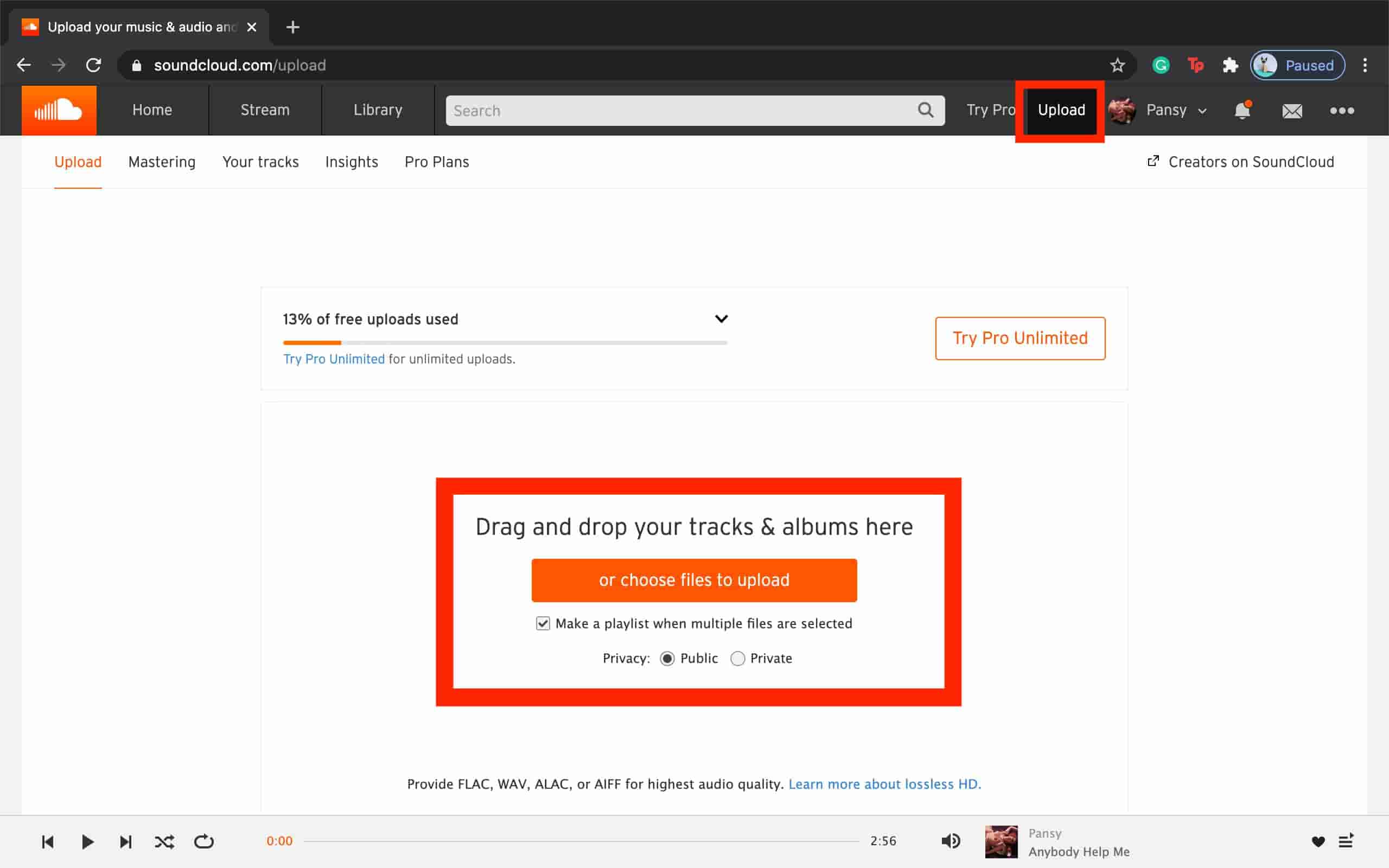 Upload Music Through The Soundcloud