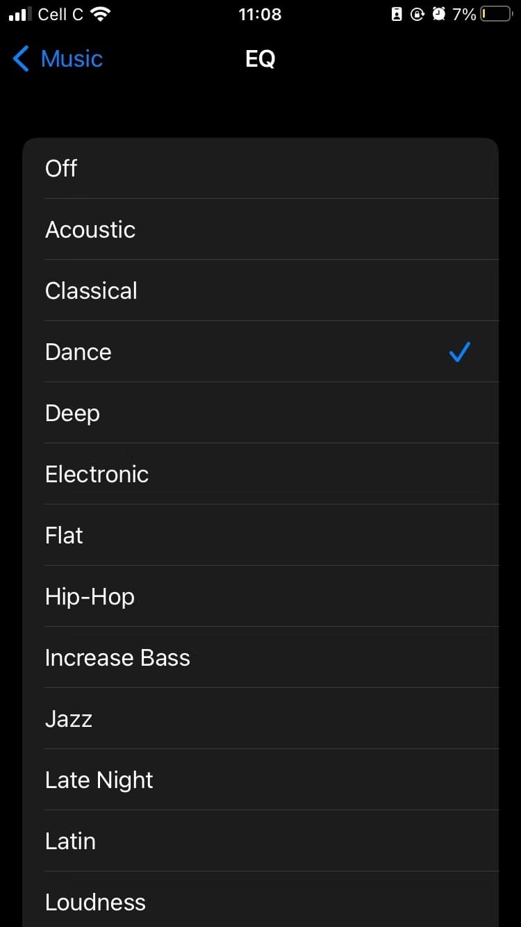 Turn On iPhone Equalizer Setting