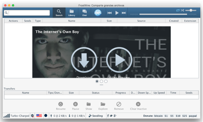 Downloader di musica Frostwire per Mac