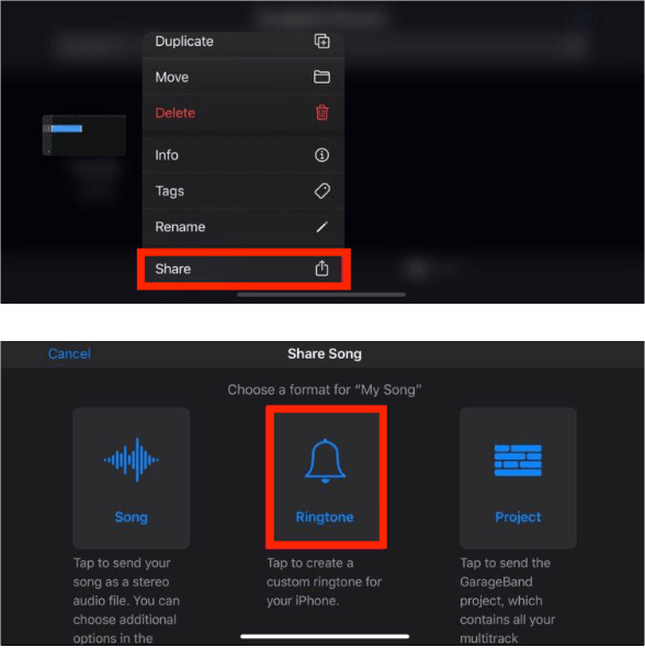 GarageBand Share Ringtone