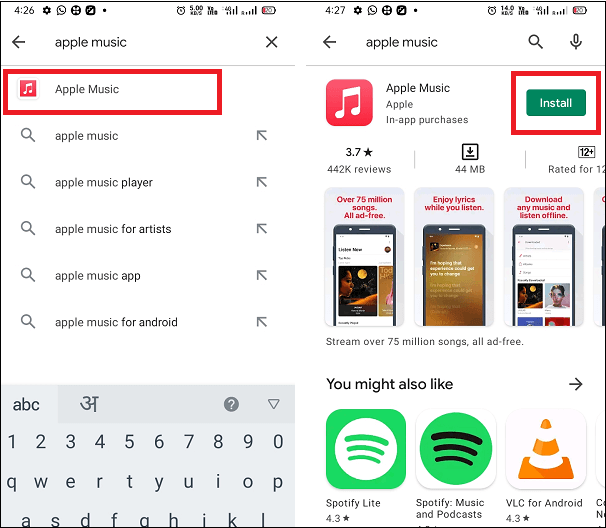 Ottieni l'app Apple Music su Android