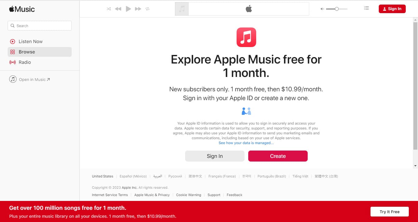 Apple Music免费试用版