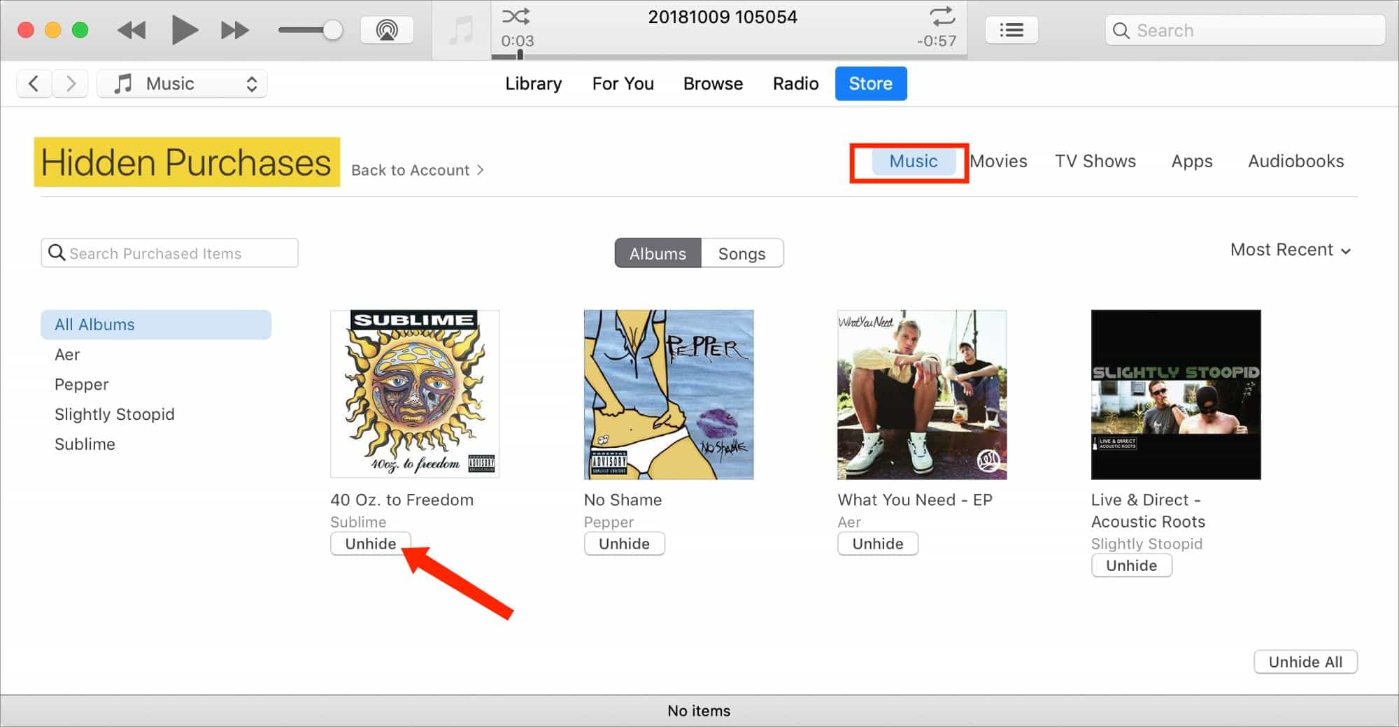 Показать музыку с помощью iTunes