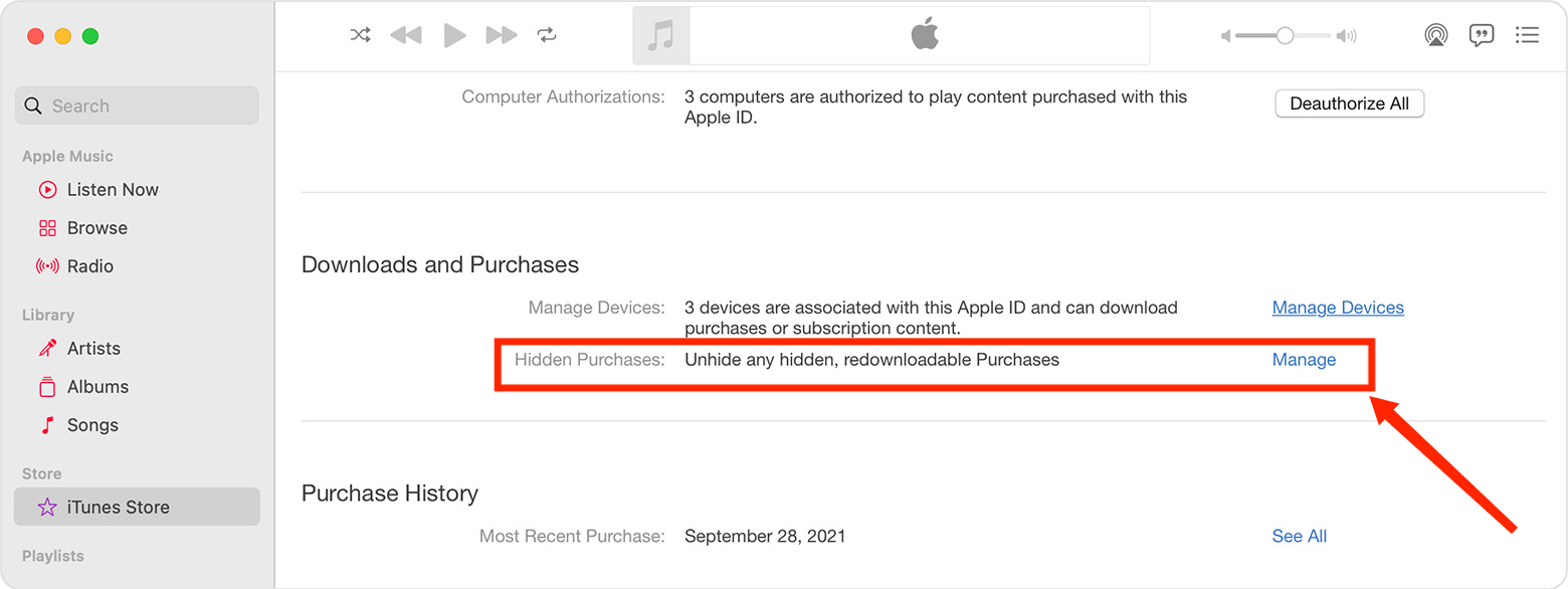 Reexibir músicas usando o Apple Music