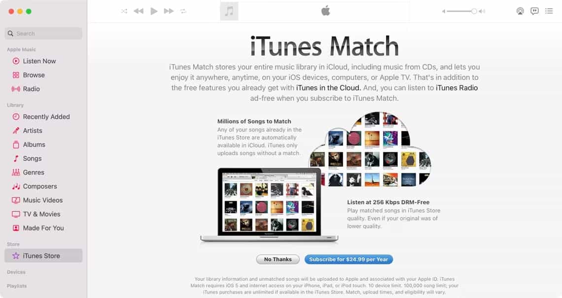 كيفية إعداد iTunes Match