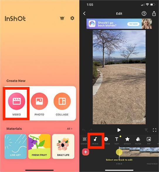 Inicie seu aplicativo InShot