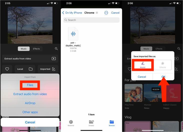 Adicionar Apple Music convertido ao InShot