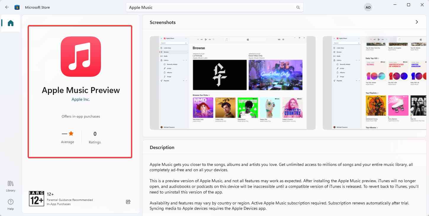 Windows に Apple Music をインストールする