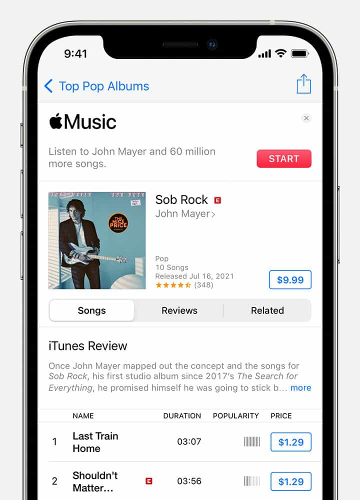 اشترِ الموسيقى من تطبيق iTunes Store على iPhone